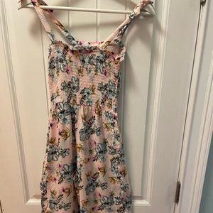 Art Class Girls Pink Floral Print Romper - Girls M (7/8)